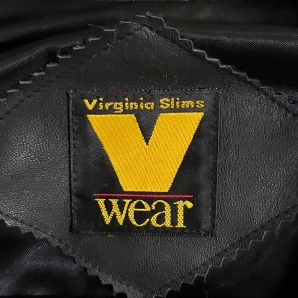 Vintage Virginia Slims Wear Black Leather Biker Jacket NWOT - Picture 8 of 9